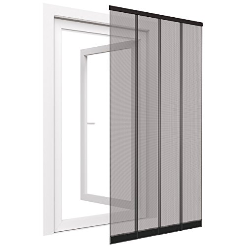 Premium Insektenschutz Lamellenvorhang Fiberglas für Türen 100 x 220 cm aus in anthrazit Türvorhang eingenähte Gewichte + selbstklebende Klemmleiste - 5