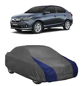 NEXTON Custom Fit UV Protection & Semi Waterproof Honda Amaze Car Body Cover (Grey & Blue Design Without Mirror)
