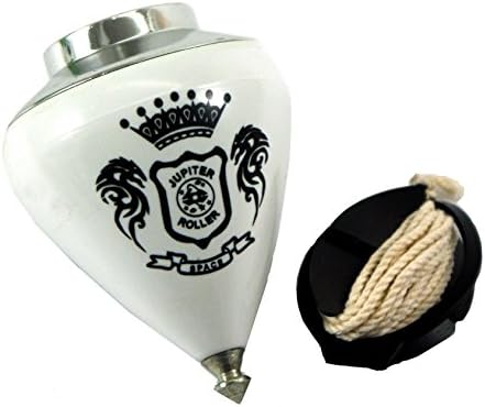 Trompos Space Jupiter Spinning Top - Bearing Roller Tip (Silver Top - White Body)