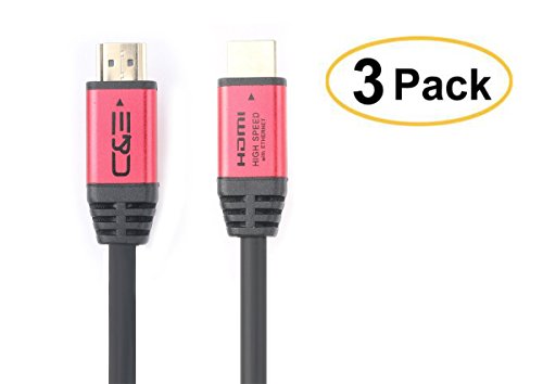 C&E High Speed Ultra HDMI Cable CL3 Rated (15 Feet/4.5 Meter) with Ethernet, Supports (4Kx2K@60HZ), Video 4K UHD 2160p, HD 1080p, 3D, Xbox Playstation PS3 Audio Return, Latest Version Red (3 Pack)