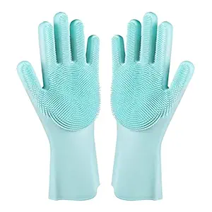 Shagun Pet Grooming Gloves/Multipurpose Silicone Soft Brush Massage Hair Removal Gloves/Cleaning Gloves for Pet Dogs Cats (Aqua Green)