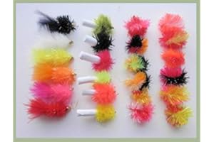 TROUTFLIES UK LURE FLIES 24 Blobs. Fishing flies, trout flies, mixed foam ass, hot blobs, two tones #10