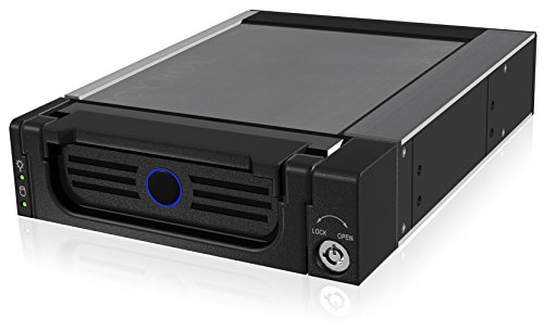 Icy Box IB-138SK-B-II Wechselrahmen für 1x 3,5" (8,9 cm) SATA Festplatte für 1x 5,25" Schacht, Lüfter, SATA III, Schloss, Aluminium, Schwarz