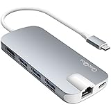 GN30H USB C Hub Shuttle Type C Hub with Power Delivery for Charging ,HDMI Output ,Card Reader, 3 USB 3.0 Ports,Gigabit Ethernet Port Adapter with PD Specification for MacBook 12-Inch Aluminum Alloy Build (Gray)