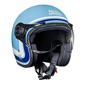 Royal Enfield Open Face Fiber Glasses Helmet with Visor (RRGHEM000359, Redditch Blue, XL, 62 cm)