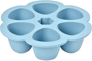 BÉABA - Pojemnik do przechowywania z silikonu w jakości premium – bardzo odporny na temperaturę – piekarnik i kuchenka mikrofalowa – 6 przegródek – hermetyczna pokrywka – 6 x 150 ml – niebieski