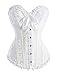 Produktbild DeepTwist Damen Bridal Wäsche schnürt Sich Oben Satin ohne Knochen Waist Cincher Korsett mit G-Schnur weiß,UK-SZ1070-White-XL