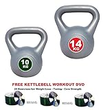 IQI Kettlebell Set of 2: 10kg-14kg Kettelbells Kettle bells INCLUDES KETTLEBELL TRAINING DVD