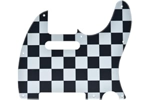 KAISH Pickguard do gitary w stylu tele z 8 otworami, TL Pickguard z otworami na śruby montażowe do Tele/Telecaster, czarny/biały