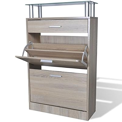 vidaXL Meuble à chaussures en bois avec tiroir et plateau Aspect chêne