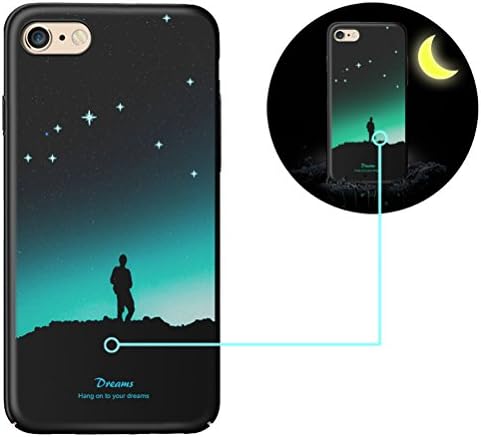 iPhne 7 Plus case,iPhone 8 Plus cover,Bestsky Luminous Green Night Glow In The Dark Hard PC Rubber Bumper Creative Colorful Pattern Printed Design Anti-scratch Anti-Shock Protective Back Case Cover for iPhone 7 Plus/iPhone 8 Plus[Dreams]
