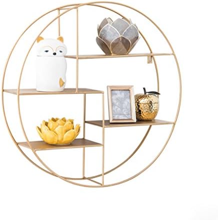 Chai jia Round Display Stand Nordic Living Room Wall Hanging Iron Bookshelf Multifunctional Shelf ø70 * H16.5CM