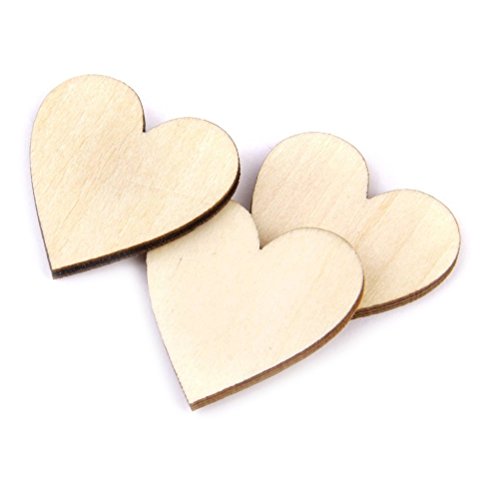 Tinksky Holz Herzen, leere Herzen 40mm Holz Scheiben Scheiben – 50stk (Holz Farbe) - 4