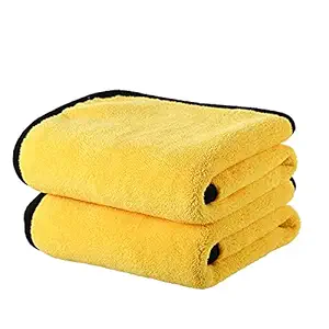 Autyle Heavy Microfiber Cloth for Car Cleaning and Detailing, Double Sided, Extra Thick Plush Microfiber Towel Lint-Free, 800 GSM (Size 40cm x 40cm)/Pack of 2, Color: Yellow