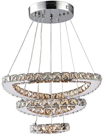 shuang Modern Chrome Chandelier Crystal Diamond Ring 84W LED Light Stainless Steel Chandelier Light Adjustable Cristal 3346