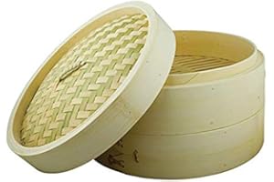 KITCHENCOOKSHOP Bamboo Steamer 3pcs 30cm/12" Dia Superior Quality