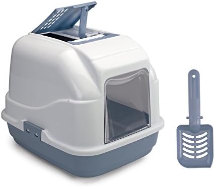 Premium Cat Litter Tray Litter Box Scoop Filter (Blue)