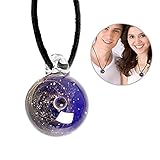 besonderer schmuck zur konfirmation EINZIGARTIG HANDGEMACHT: Der Universe-Anhänger ist handgefertigt unter zweitausend Grad hoher Temperatur und die Farbe der Galaxie im Inneren ist die Hochtemperaturvergasung von Edelmetallpulver. Jedes Produkt ist einzigartig.