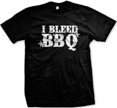 I Bleed BBQ Men's T-shirt, Funny Bar-B-Que In My Blood Design Men's Tee (BLACK, LARGE)