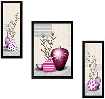 SAF UV Textured Flower Print Framed Painting Set of 3 for Home Decoration – Size 35 x 2 x 50 cm SANFSA41
