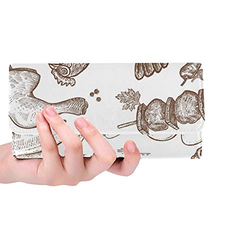 Preisvergleich Produktbild Einzigartige benutzerdefinierte Vogelfutter Objekte Skizze Geflügel Henne Frauen Trifold Wallet Lange Geldbörse Kreditkarteninhaber Fall Handtasche