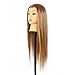 CoastaCloud 30% Real Human Hair 25 inch Pratice Study Hair Head Mannequin For Salon Beauty School Hair Coloured Dye Stright Hairdressing Golden Hair