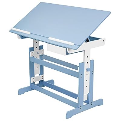 TecTake 800117 - Bureau pour Les Enfants, Plateau de Travail inclinable, Les Pieds du Bureau sont réglables en Hauteur - Diverses Couleurs au Choix (Bleu | No. 400927)