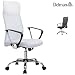 Produktbild Delman Drehstuhl Bürostuhl ergonomische Chefsessel mit Netzrücken Wippfunktion feste Armlehne Höhenverstellbar 02-1003 (Weiß)
