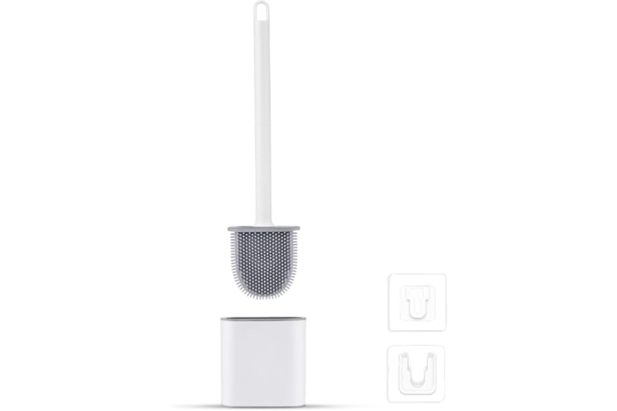 Ibergrif M34151-3 Escobillas y Portaescobillas de Inodoro, Cepillo y Soporte para WC, Silicona, Blanco