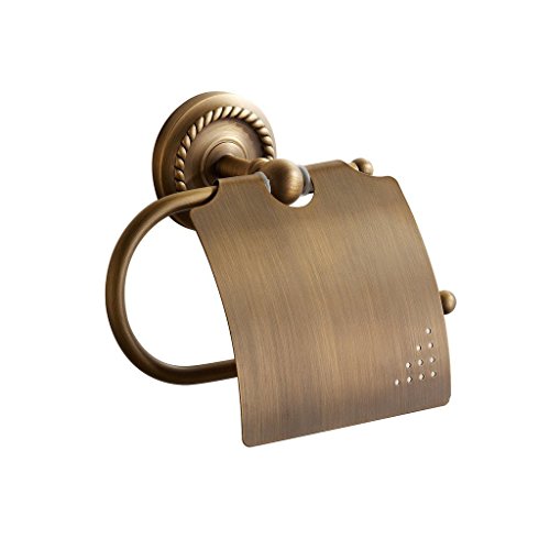 weare Home tallada Antiguo cuarto de baño para papel higiénico con tapa, lleno de cobre, latón, bronce, soporte de pared