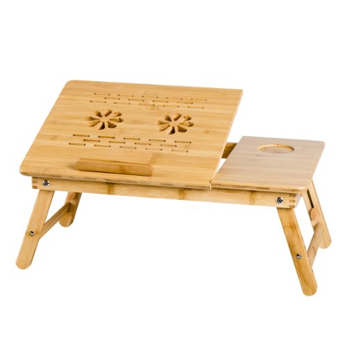 ZNL Laptoptisch Klapptisch Betttisch Notebook aus Bambus Kühler Lüfter 53 x 33 cm BLD-04
