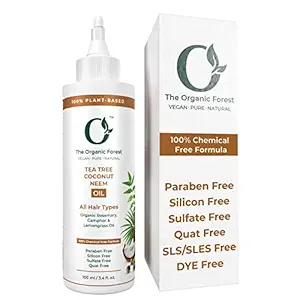 Organic Forest 100% Chemical Free Hair Oil for Women & Men | Heavenly Blend of Tea Tree Oil, Coconut Oil, Rosemary Oil & Neem Oil | Tea Tree Oil for Hair Growth, Skin, Face, Acne, Anti Dandruff Hair Oil | Essential Oils | 100 ML