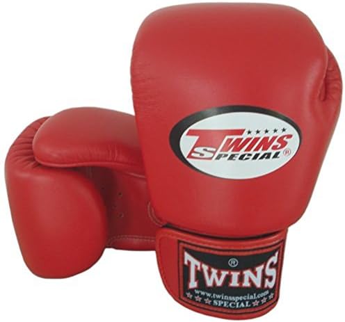 8-10-12-14-16 oz. Red Twins Special Muay Thai Leather Boxing Gloves (BGVL-3) (L (12oz.))