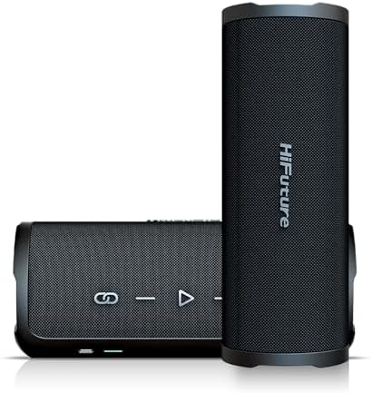 HiFuture Altoparlante Bluetooth portatile Ripple da 30 W - Nero | Impermeabile IPX7, 12 ore di riproduzione, accoppiamento TWS, Bass Boost, ricarica USB-C, design robusto