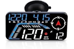 AMHVMU G12 Car HUD Head up Display,Smart Speedometer for Car,GPS System,Overspeed Alarm,5.5'' LCD Large Screen Multi Blue Digital,Applicable à Toutes Les Voitures.