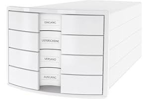 Cassettiera HAN IMPULS 2.0 – Design accattivante abbinato a una qualità eccellente. Con 4 cassetti chiusi per DIN A4/C4, biano-nero, 1012-32