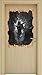 Produktbild Verdunkelter Dämon des Feuers Kunst B&W Holzdurchbruch im 3D-Look , Wand- oder Türaufkleber Format: 92x62cm, Wandsticker, Wandtattoo, Wanddekoration