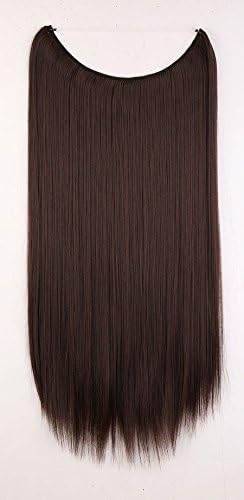 20” Straight Secret String Wire in Hair Extensions Natural Hidden Hairpieces Long 3/4 Full head - Medium brown
