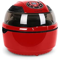 Klarstein VitAir Fryer - Friteuse à air chaud, Grillade, Halogène infrarouge, 1400W, Sans préchauffage, Nettoyage facile, Accessoires nombreux, 50-230°C, Rouge
