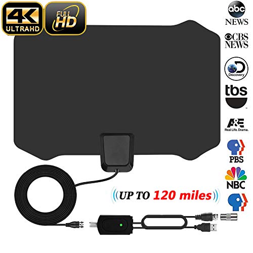 Antena de TV 2019 más Fuerte,Firmrock 120 Millas Antena HDTV Digital con Amplificador Amplificador de señal Radio Radius Surf Fox Antena HD Antenas de TV