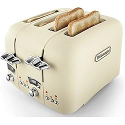 (Beige) - De'Longhi CTO4.BG Argento Flora 4-Slice Toaster 1800W (Beige)