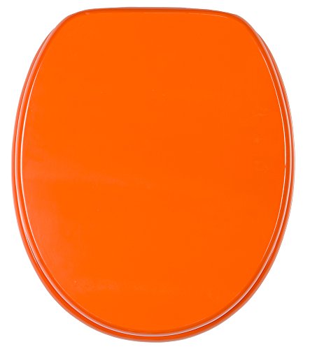 WC Sitz mit Absenkautomatik, viele einfarbige WC Sitze zur Auswahl, hochwertige und stabile Qualität aus Holz (Orange) - 2