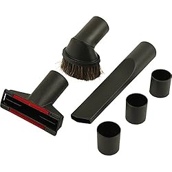 McFilter Lot de 4 Accessoires universels pour aspirateur avec Brosse à Meubles, Embout Tissus, suceur et Adaptateur Raccord de Tuyau Noir Diamètre 35/32/30 mm