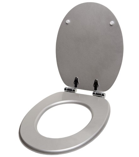 Glitzer WC Sitz mit Absenkautomatik, viele schöne glitzer WC Sitze zur Auswahl, hochwertige und stabile Qualität aus Holz (Glitzer Silber) - 4