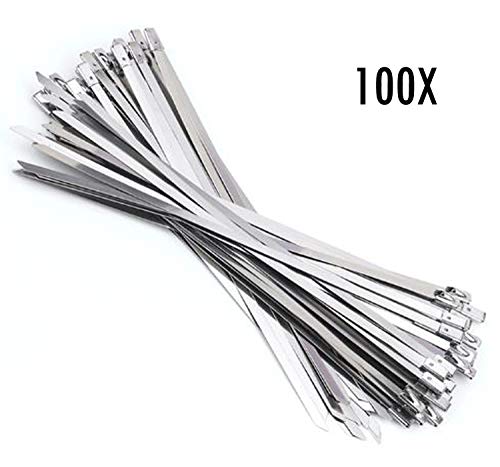 Preisvergleich Produktbild 100x Metallkabelbinder Kabelbinder Hitzeschutzband Auspuffband Stahlband Edelstahl Auspuffband 304 Edelstahl, 300mm x 4,6mm