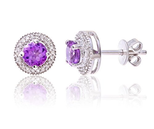 Theia Damen-Ohrstecker 925 Sterlingsilber Lila Amethyst Edelstein TH2481