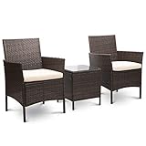 【Robust und stabil und farbecht】: Rostfreier verzinkter Stahlrahmen, stabil und fest, kann 150 kg tragen; gewickelt durch PE-Rattan, gegen uv- und witterungsbeständig, kann verschiedenen Wetteränderungen widerstehen, kein Verblassen, langlebig.