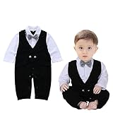 G-Kids Baby Jungen Strampler Bekleidungsset Gentleman Smoking Anzug Kleinkind Herbst Frühling Langarm Outfits Spielanzug Hochzeit Taufkleidung (70/3-6 Monate)