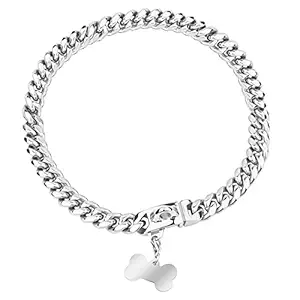 Dog Chain Collar,Metal Walking Chain Collar with Secure Buckle Width 14MM Strong Heavy Duty Chew Proof for Medium Large Dogs