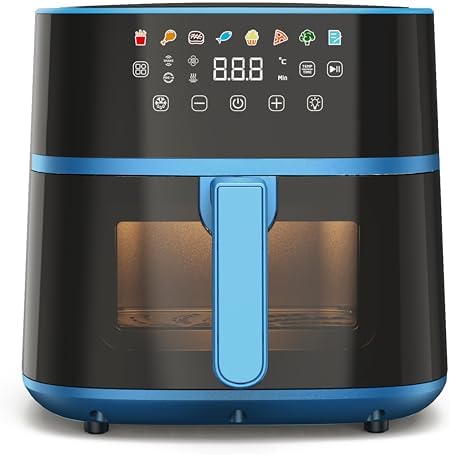 Tognana Iridea, Friggitrice ad aria 6L, doppia resistenza, display digitale, timer, 80-200°C, finestra, 1700W, Carta da Zucchero